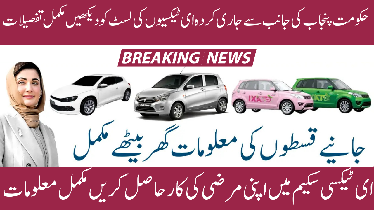 List of E-Taxi Models Announced Apply online in 2025