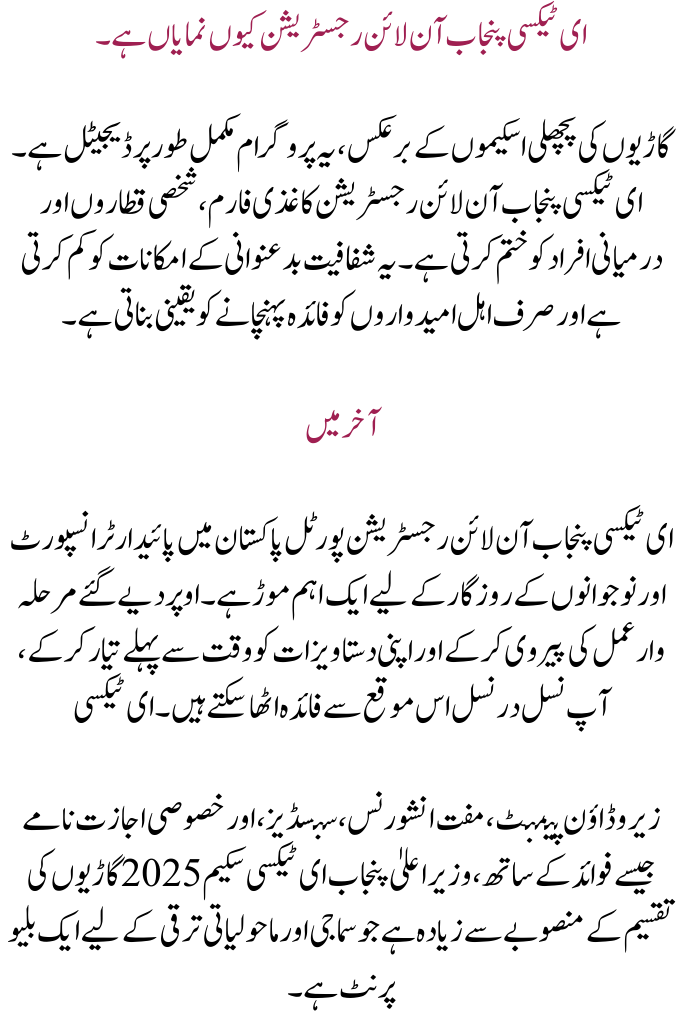 E-taxi Punjab Online Registration Portal 2025