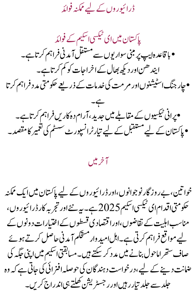 E-Taxi Scheme Registration Eligibility Criteria